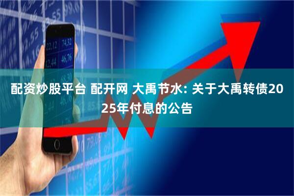 配资炒股平台 配开网 大禹节水: 关于大禹转债2025年付息的公告